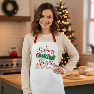 Festive Baking Spirits Bright Custom Christmas Apron