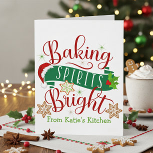 Festive Baking Spirits Bright Custom Christmas Card