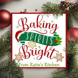 Festive Baking Spirits Bright Custom Christmas Holiday Card