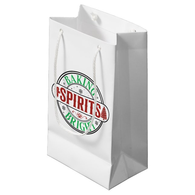 Festive Baking spirits bright word art  Small Gift Bag (Front Angled)