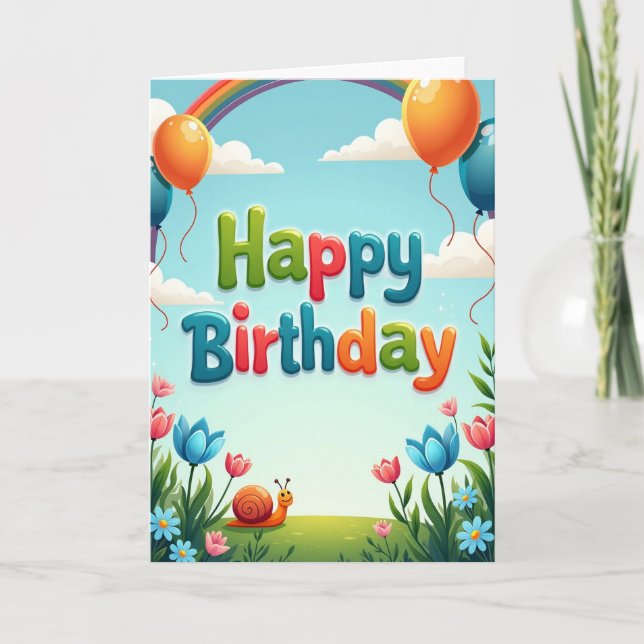 Festive Balloon Birthday Card (Front)