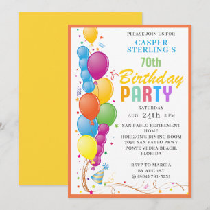 Festive Balloon Birthday Party Invite