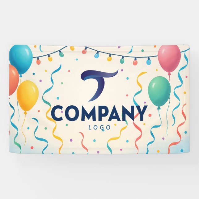 Festive Balloon Custom Company Banner (Horizontal)