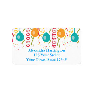 Festive Balloons and Streamers Label