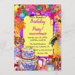 Festive Balloons Colourful Happy Birthday Invitation