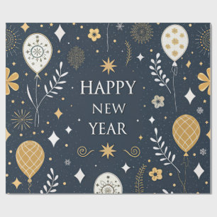festive balloons gold new year  wrapping paper