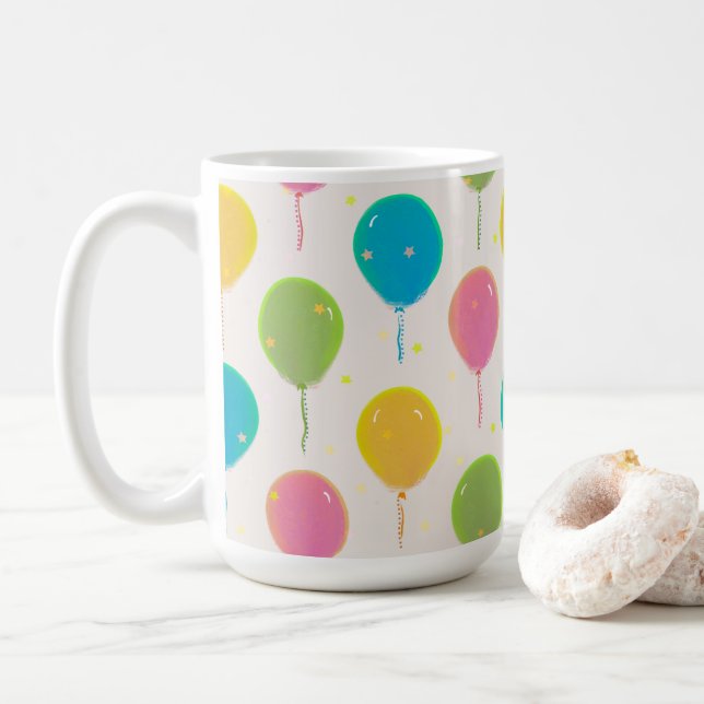 Festive balloons on a Mug (With Donut)