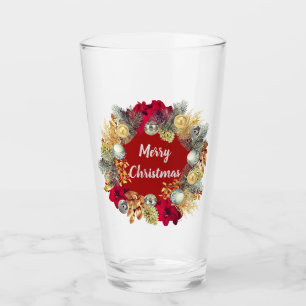 Festive Barware Christmas Wreath Glass Tumbler