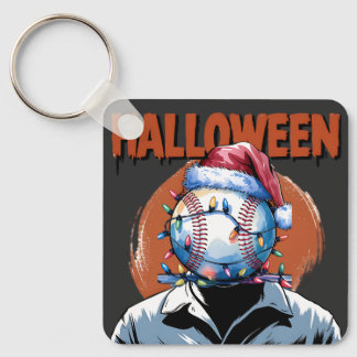 Festive Baseball: Halloween Meets Christmas Key Ring