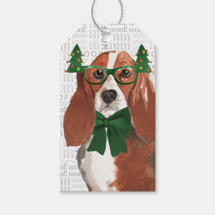 Festive Basset Hound Holiday Dog Christmas Gift Tags