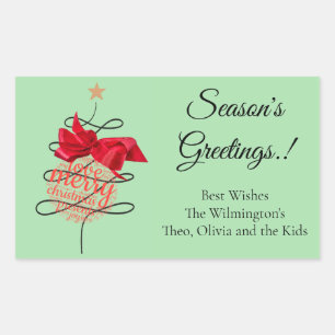 Festive Bauble Christmas Rectangular Gift Label