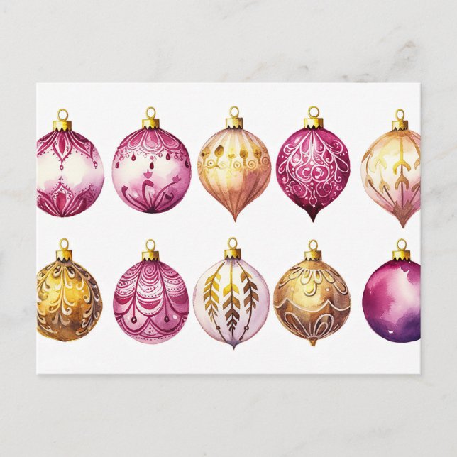 Festive Baubles Christmas Greeting Card (Front)