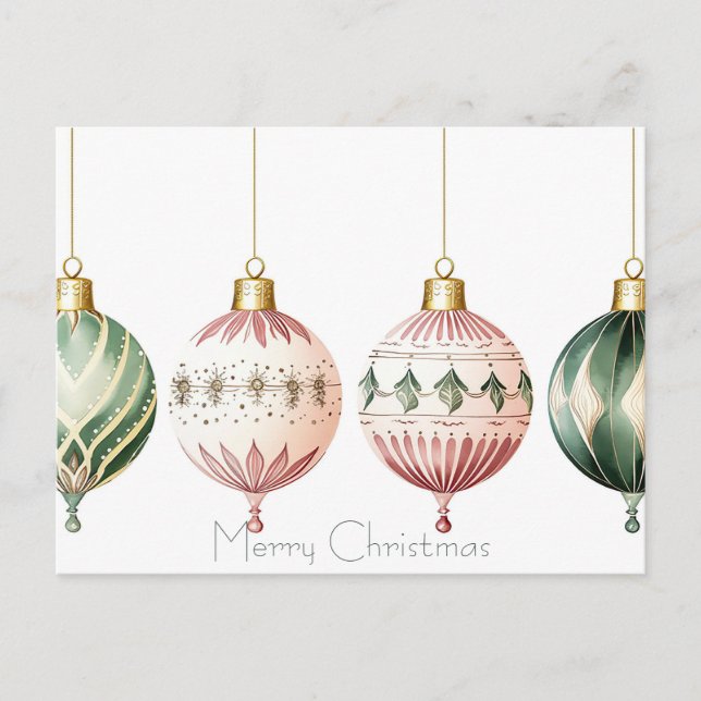 Festive Baubles Christmas Greeting Card (Front)