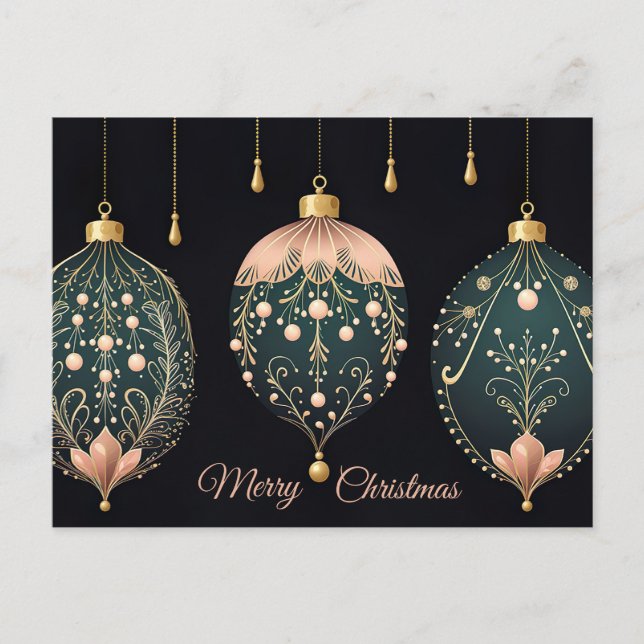 Festive Baubles Christmas Greeting Card (Front)