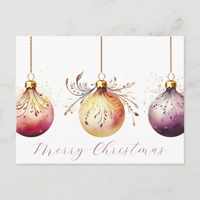 Festive Baubles Christmas Greeting Card (Front)