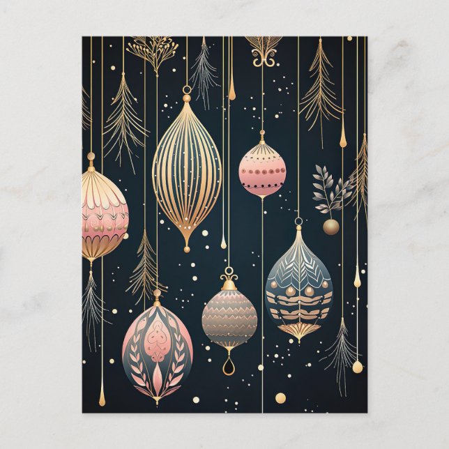 Festive Baubles Christmas Greeting Card (Front)