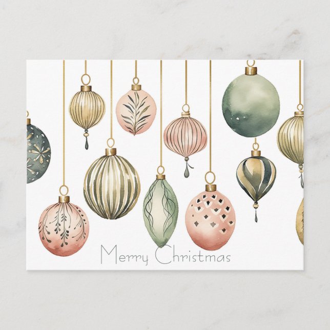 Festive Baubles Christmas Greeting Card (Front)
