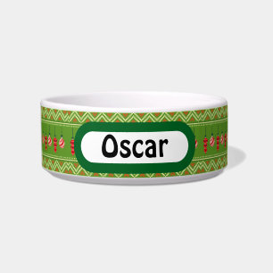 Festive Baubles Christmas  Personalised Cat Bowl