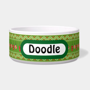 Festive Baubles Christmas  Personalised Dog Bowl
