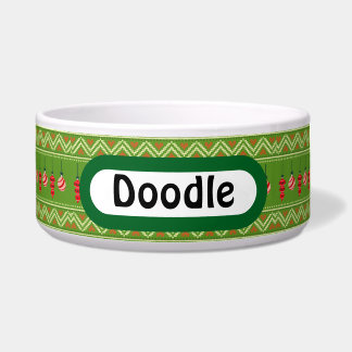 Festive Baubles Christmas Personalised Dog Bowl