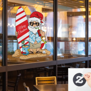 festive beach house or business Santa Window Cling