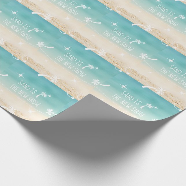 Festive Beach + Palm Trees Sand Snow Tropical Wrapping Paper (Corner)