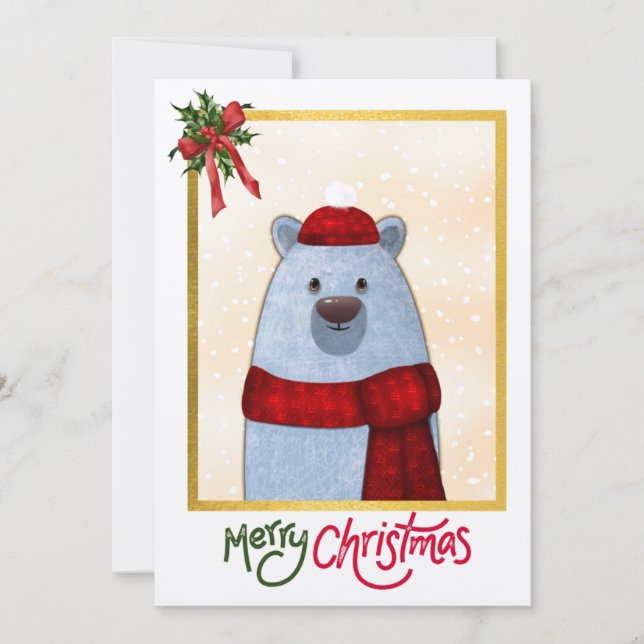Festive Bear Christmas Card Warm Holiday Greeting (Front)