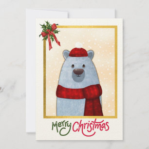 Festive Bear Christmas Card Warm Holiday Greeting
