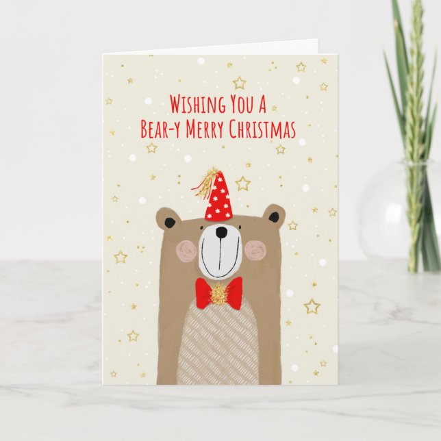 Festive Bear Christmas Holiday Card (Front)