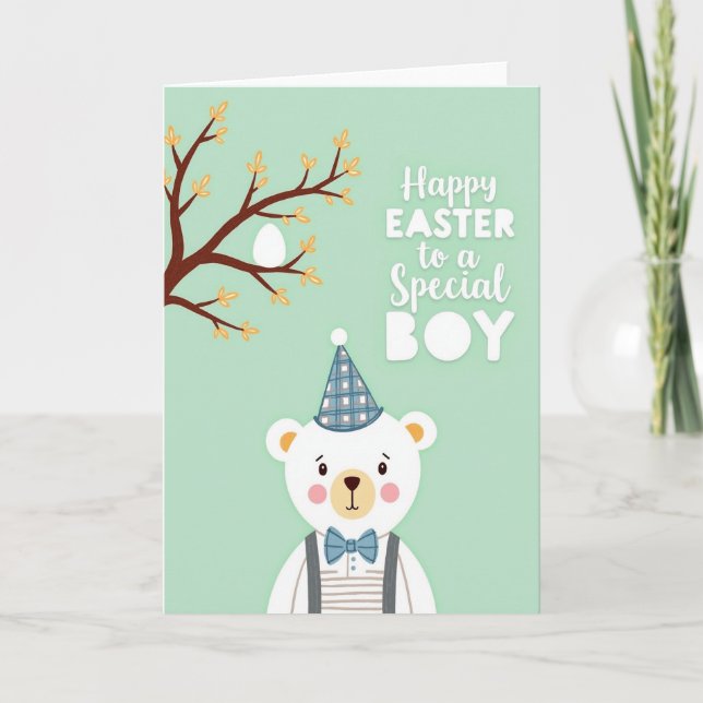 Festive Bear Springtime Card (Front)