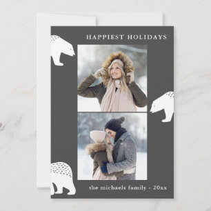 Festive Bears Two Photo Christmas Holiday Card