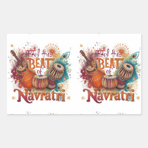Festive Beats – Colorful Navratri Celebration Desi Rectangular Sticker