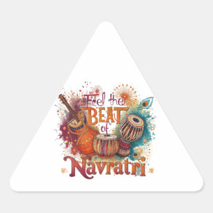 Festive Beats – Colorful Navratri Celebration Desi Triangle Sticker