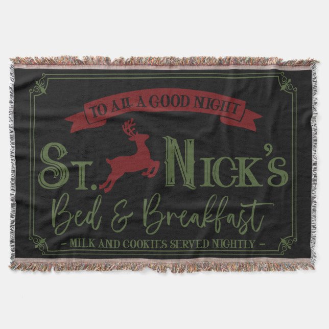 Festive Bed and Breakfast Christmas Doormat Throw  (Front)