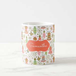 Festive Bells Pattern Personalised Mug