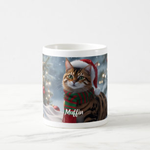 Festive Bengal Cat Christmas Personalised  Coffee Mug