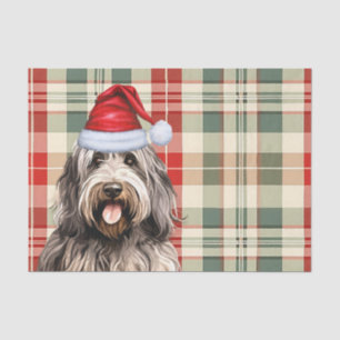 Festive Bergamasco Dog Plaid Christmas Tissue Paper