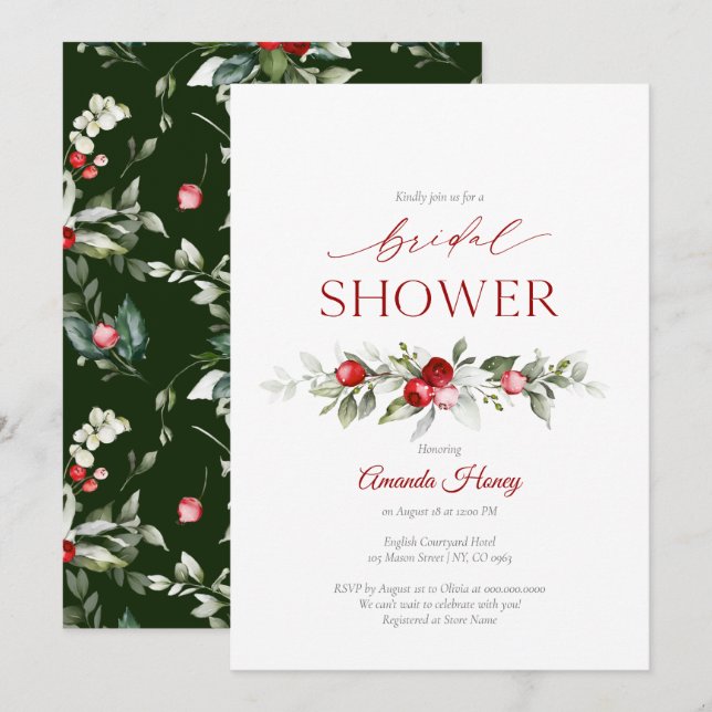 Festive Berry Bridal Shower Invitation (Front/Back)