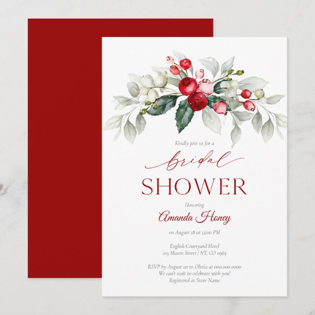 Festive Berry Bridal Shower Invitation (Front/Back)