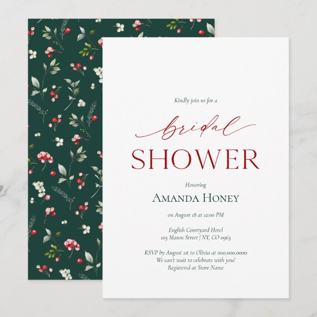 Festive Berry Bridal Shower Invitation (Front/Back)