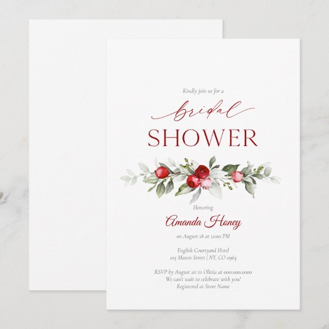 Festive Berry Bridal Shower Invitation (Front/Back)