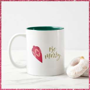 Festive Berry Colour Ornament Be Merry Two-Tone Coffee Mug