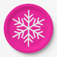 Festive Big White Alpine Snowflake On Bright Pink