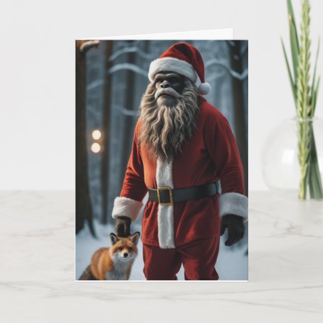 Festive Bigfoot  Holiday Card (Front)
