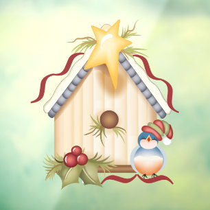 Festive Birdhouse Window Cling