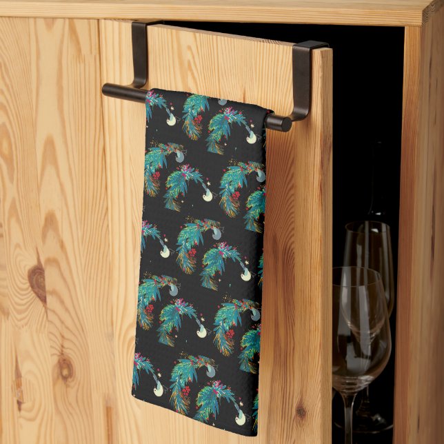 Festive Birds Tea Towel (Thirds Fold)