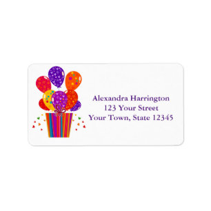 Festive Birthday Balloons, Gift Label