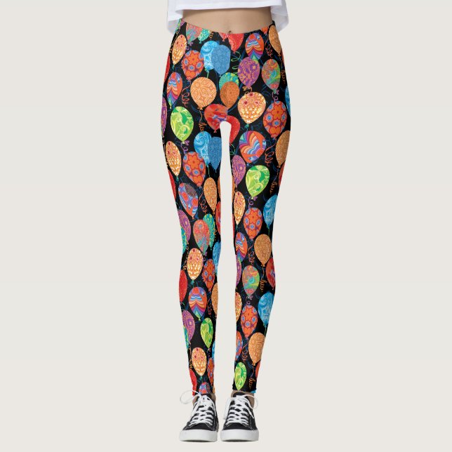 Festive Birthday Balloons Leggings (Front)
