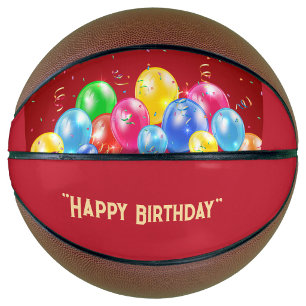 Festive Birthday Basketball with Balloons 