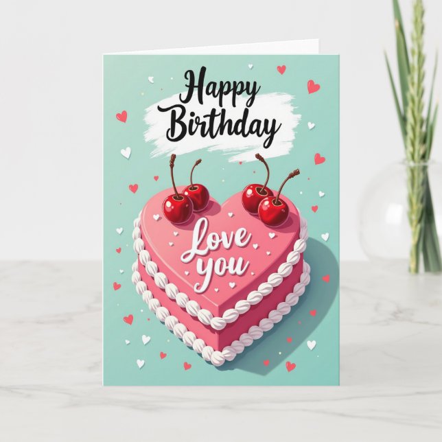 Festive Birthday Berry Cake Card (Front)